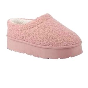 PINK COZY FAUX SHERPA PLATFORM CLOG SLIPPERS SZ 2 NWT